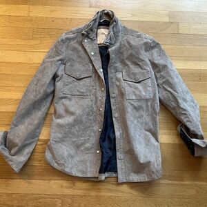 Zara Man Gray Suede Shirt Jacket Magnetic Button Medium